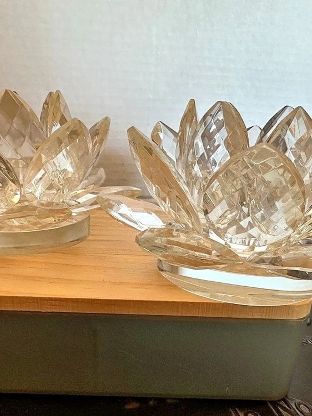 Swarovski Waterlily / Lotus Candle Holder Clear Set of 2